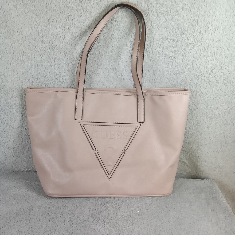 Guess‎ Los Angeles Blush Pink Saffiano Tote Bag with Removable Pouch Logo Purse